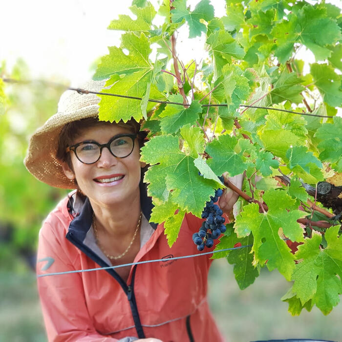 Caro Feely in her vineyard.