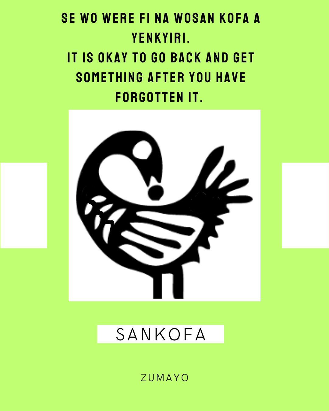 Sankofa Adinkra symbol of the bird that is looking back.