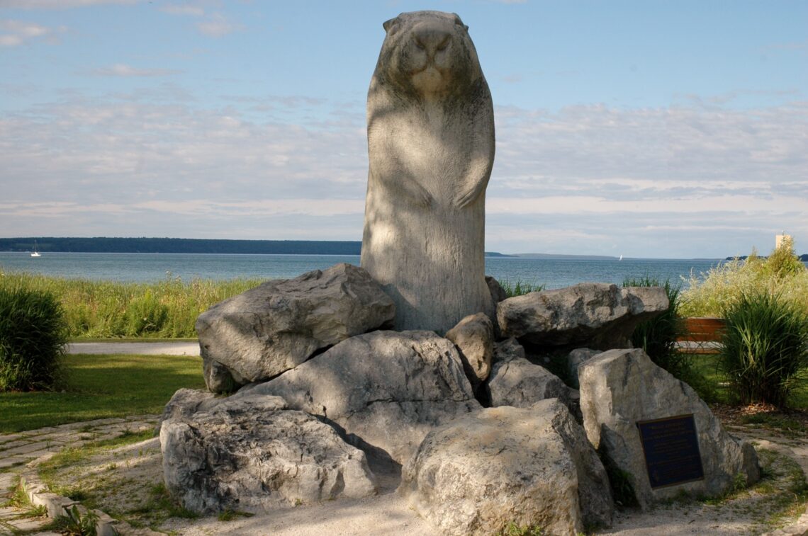 Wiarton Willie statue, Wiarton, Ontario © J. L. James