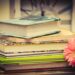 Picture of books and a flower