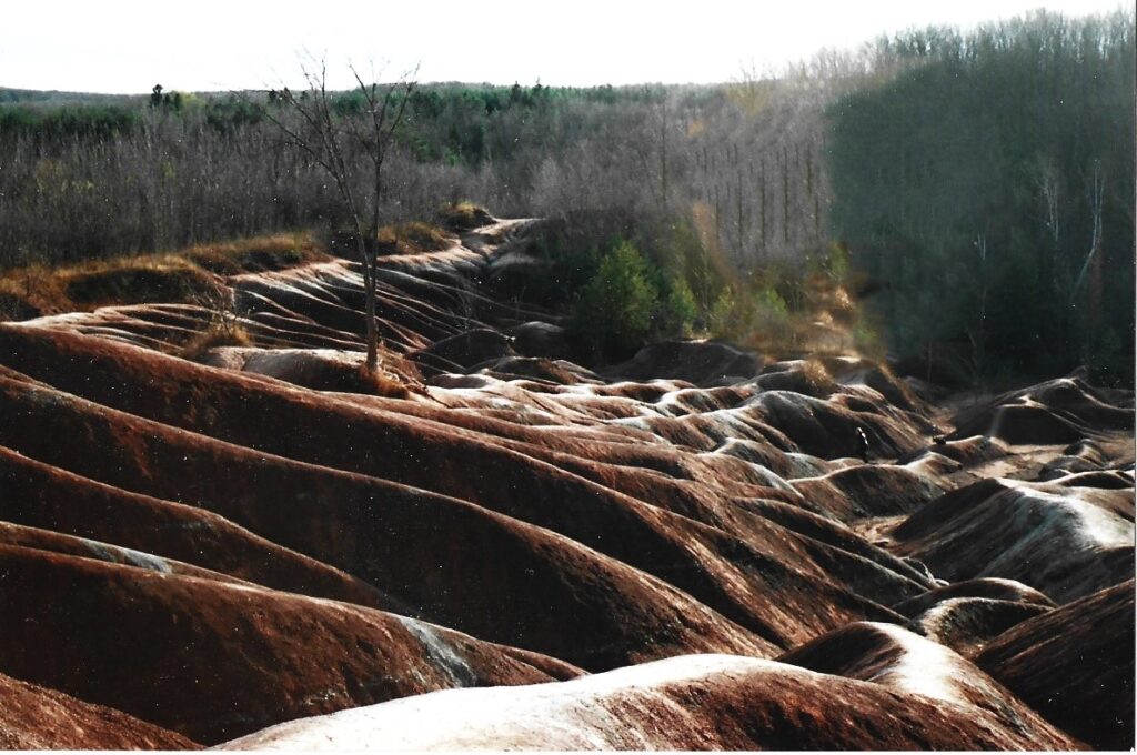 The ridges and grooves of Cheltenham Badlands, Ontario, Canada